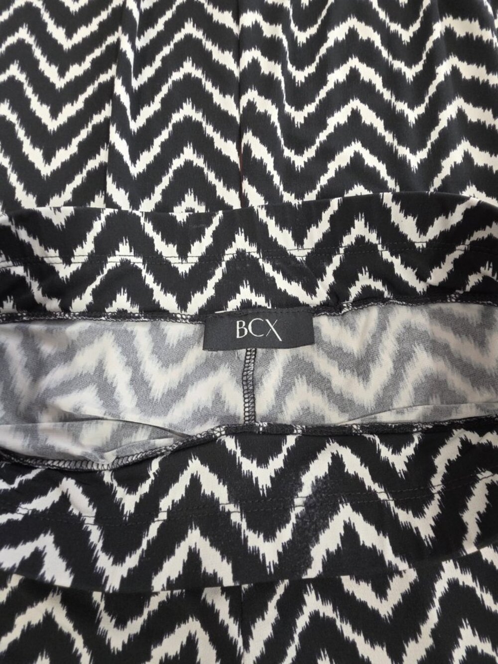 BCX Women’s S Black White Chevron Pull-On Flared Stretch Knit Pants - Picture 2 of 5